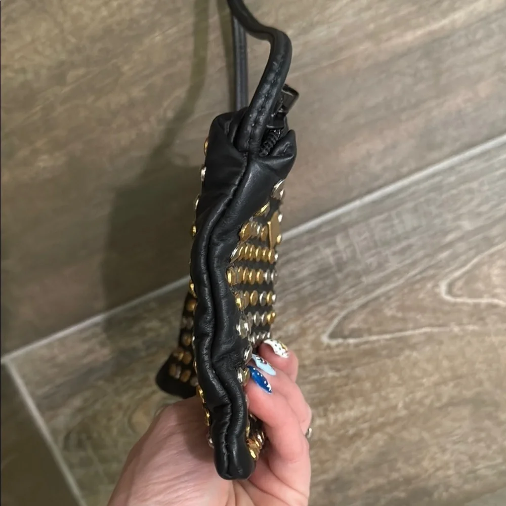 Vintage Rare Atalla Black and Gold Studded crossbody with Edgy Design